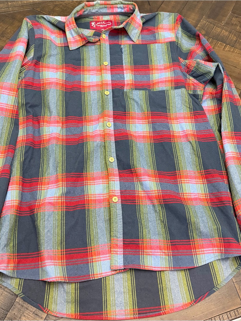 Browning Men's Plaid Button-Down Shirt in Red, Green, and Black